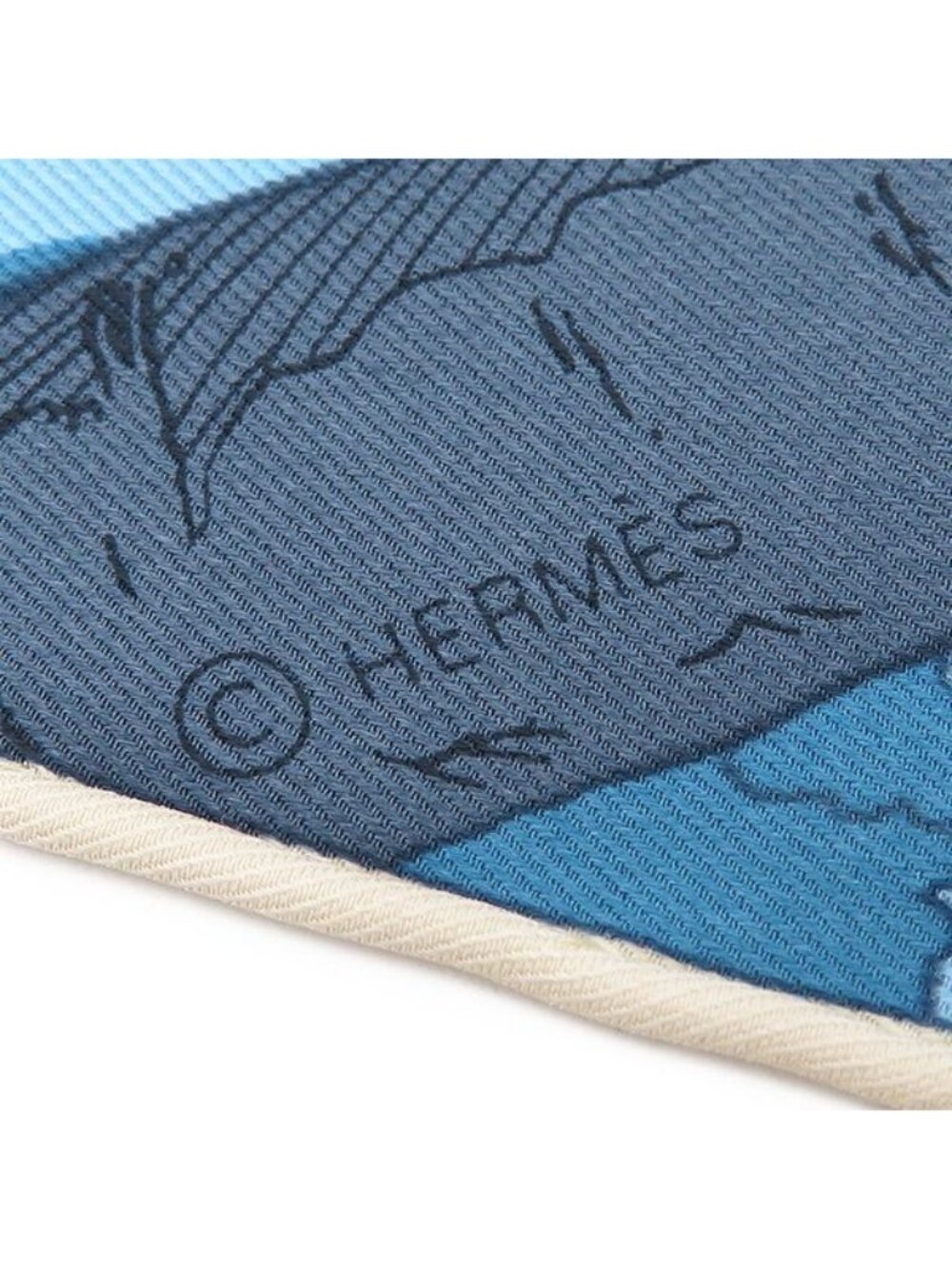 Hermes Scarf Carre 70 Silk Blue Green Te Vanilla Rendez Vous - Picture 6 of 7